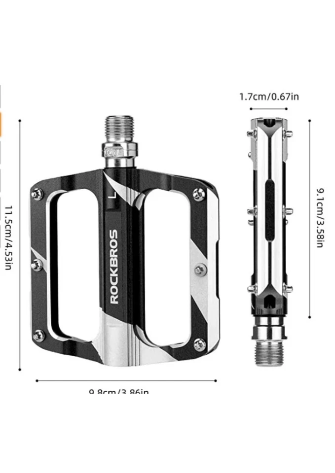 ROCKBROS Pedales de Bicicleta de Montaña Bicicleta Plana MTB Pedales 9/16 Bicicleta de Carretera Ligera Foto 3 de 4