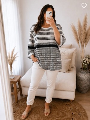 Bexleys Woman Bluse Tunika Gr. XXL Baumwolle gestreift mehrfarbig Rundhals