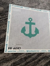Anchor Needlepoint Canvas Teal With White Pol...