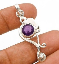 Natural Amethyst 925 Solid Genuine Sterling Silver Pendant Jewelry @10-7