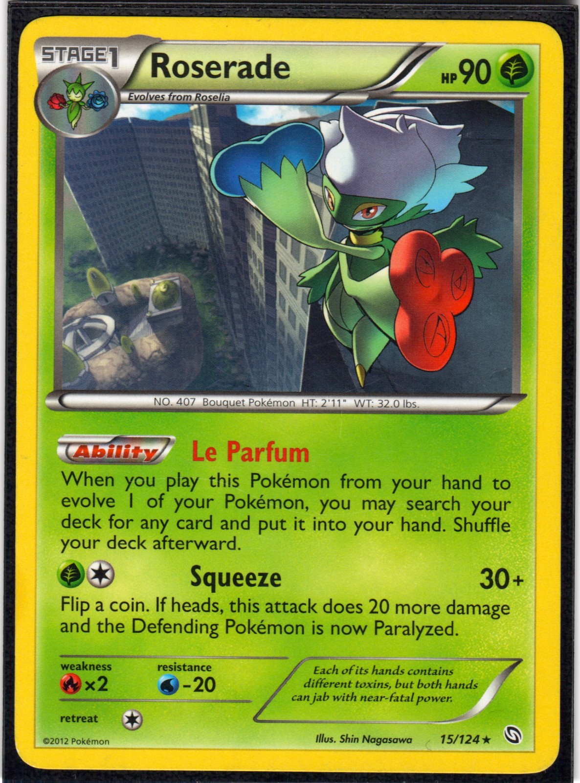 Roserade 15/124 R Dragons Exalted Pokemon LP