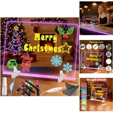 Glowing 13.8x10 Acrylic Drawing Board: 7 Markers & 10 Lighting Modes Included