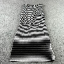 Old Navy Black White Womens Size M Striped Cotton Blend Casual A-line Mini Dress