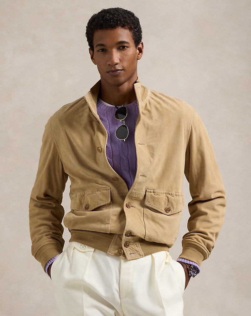 New Polo Ralph Lauren Suede Jacket Vintage Khaki Size XL $998 Sold Out NWT image 2