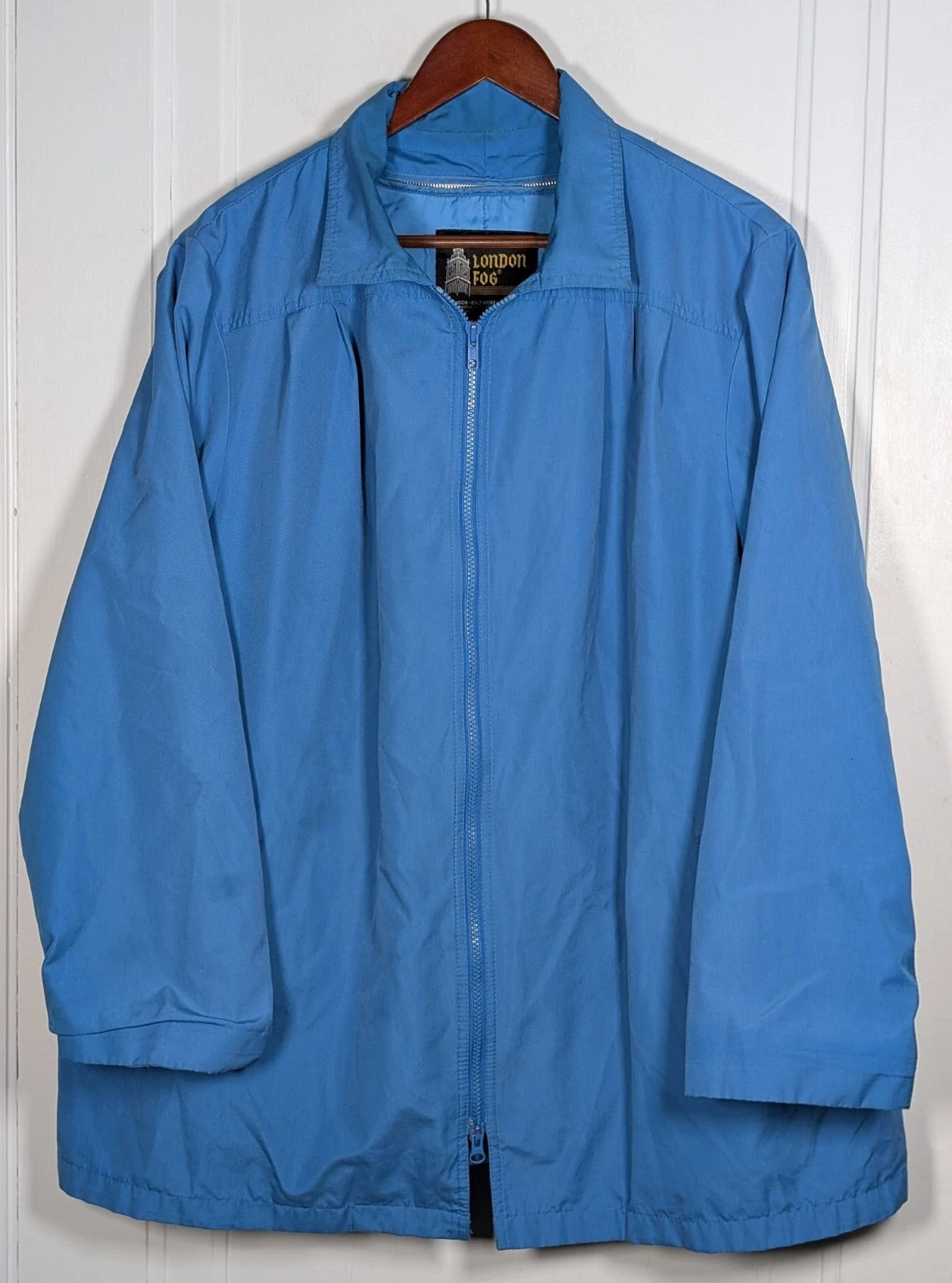 London Fog Bomber Jacket Blue Mens Sz XL Windbreaker Lightweight Harrington Coat
