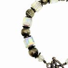 Vintage Estate Sterling Silver 925 Crystal Beaded Heart Toggle Clasp Bracelet 7” — photo 5