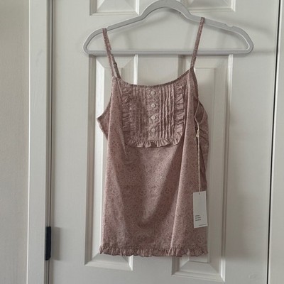 Haven Well Within Talbots Pink White Camisole Cami Sleep Lounge Top Shirt Medium
