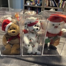 Beenie Baby Christmas 97 Teddy PVC Pellets, 98 Holly Teddy ,98 Santa All Retired