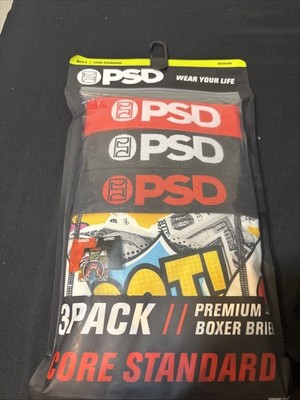 PSD Men's Premium Boxer Brief Underwear 3-Pack, M Size