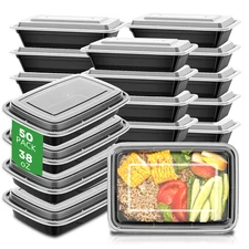 50×38 oz Plastic Food Storage Meal Containers With Lids BPA Free Dishwasher Safe