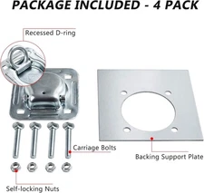 4 Pack Recessed D-Ring Tie down Anchor Kit, 6000 Lbs Capacity Heavy Duty Trailer