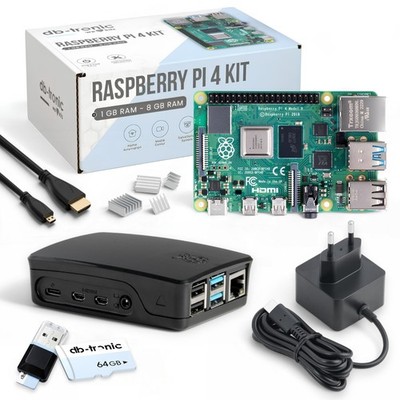 Raspberry Pi 4 4GB Kit Black | 64GB Edition | Offizielles Netzteil 15W | Gehäuse