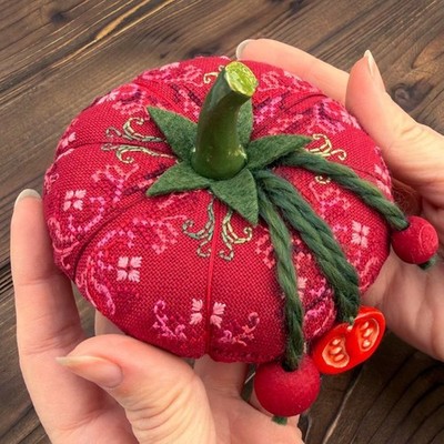Sampler Cross Stitch kit, Tomato Heart of Summer, evenweave fabric, hand-dyed th