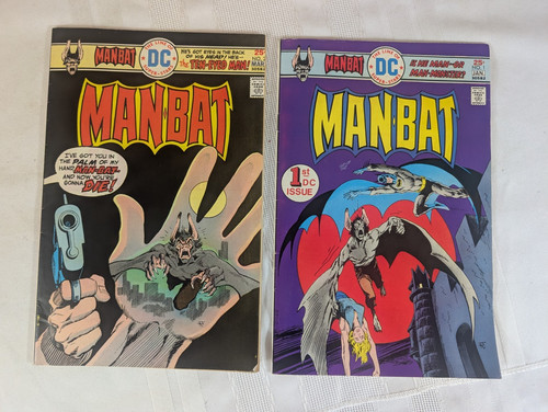 Man-Bat #1-2 DC Comic Books 1976 Jim Aparo Key Issues She Bat Mid Grades Fine-