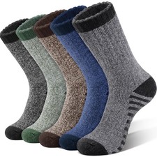 SIMIYA Merino Wool Socks for Men, 5 Pairs Thermal Warm Hiking Super Thick Cre...