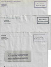 DBP-Postbank Postsache mit Eigenwerbung auf der R&uuml;ckseite (3 versch. Umschl&auml;ge)