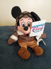 Vintage Disney Store Pilot Mickey 8in Bean Bag Plush Used Rare Original Tags