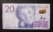 SWEDEN 20 KRONOR 2015 Banknote P-69a Astrid Lindgren/Pippi Longstocking VF Note