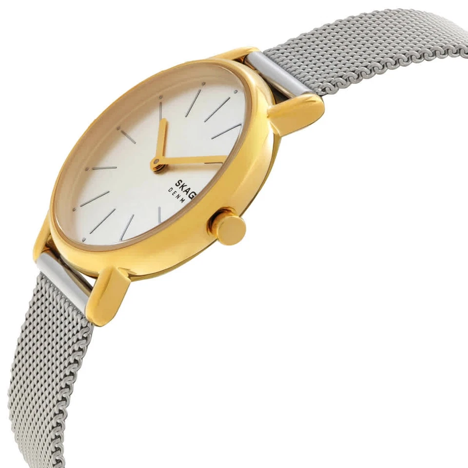 Juego de reloj y pulsera Skagen Signatur Lille de cuarzo con esfera blanca para dama SKW3153SET Foto 2 de 3