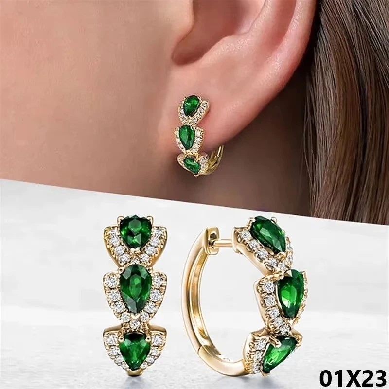 Luxus Damen Ohrringe Creolen mit Zirkonia Gold Silber Rosegold - Bild 3 von 4