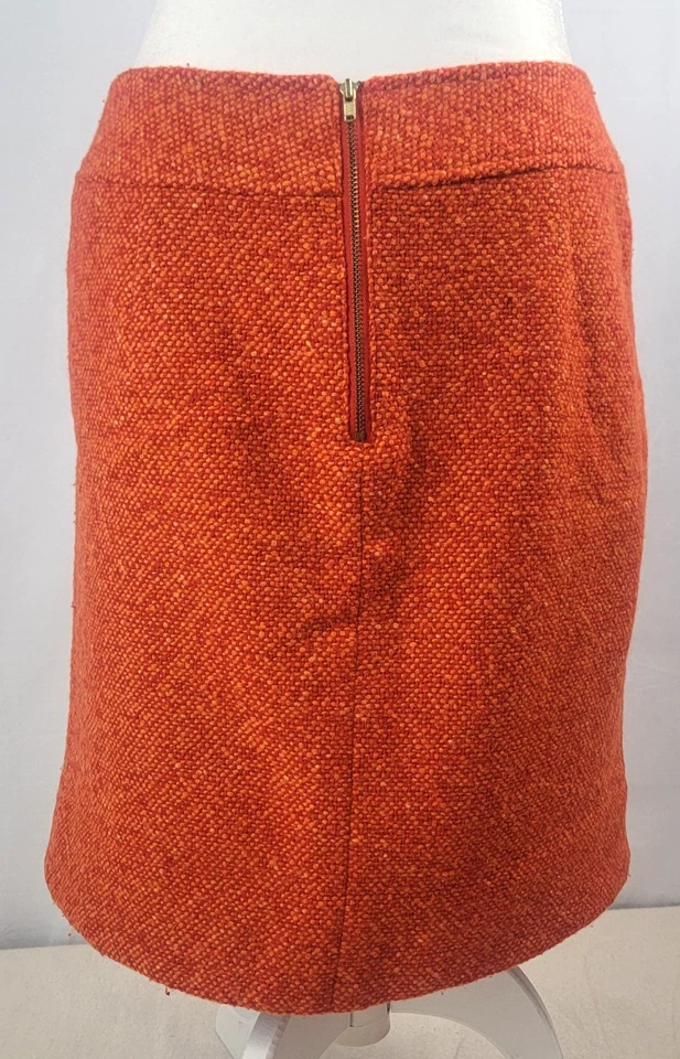 Sara Campbell Wool Blend Bouclé Tweed Skirt Orange Textured Lined Women’s 6 Fall Foto 3 de 4