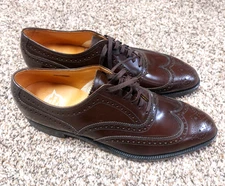 FLORSHEIM Shoe Brown Leather Mens Wing Tip Oxford Dress Soles-7.5 C