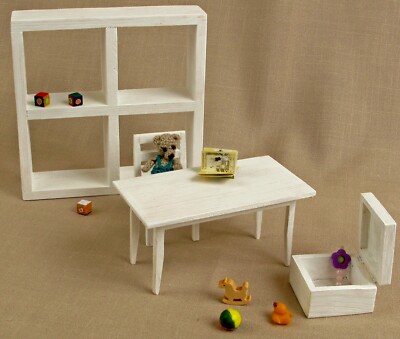 Playroom white Set for dolls toys for dolls house wooden Furniture