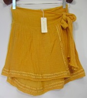Jen's Pirate Booty Agreta Skirt Wrap Tie Crochet In Gold Gauze Rare Jen's Pirate Booty Agreta Skirt Wrap Tie Crochet In Gold Gauze Rare