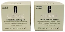 LOT 2 Clinique Smart Clinical Repair Overnight Recovery Cream + Mask 0.17oz/5ml