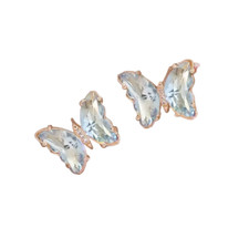 Multi-Colored Gradient Rhinestone Butterfly Stud Post Earrings - New - White