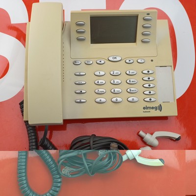 2+elmeg  CS 410 U  CS410U Up0 Systemtelefon leicht vergilbt beige weiß