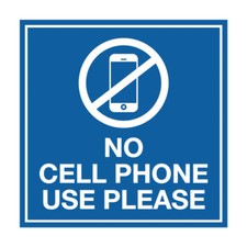 Signs ByLITA Square No Cell Phone Use Please Sign Blue - Small 4x4"
