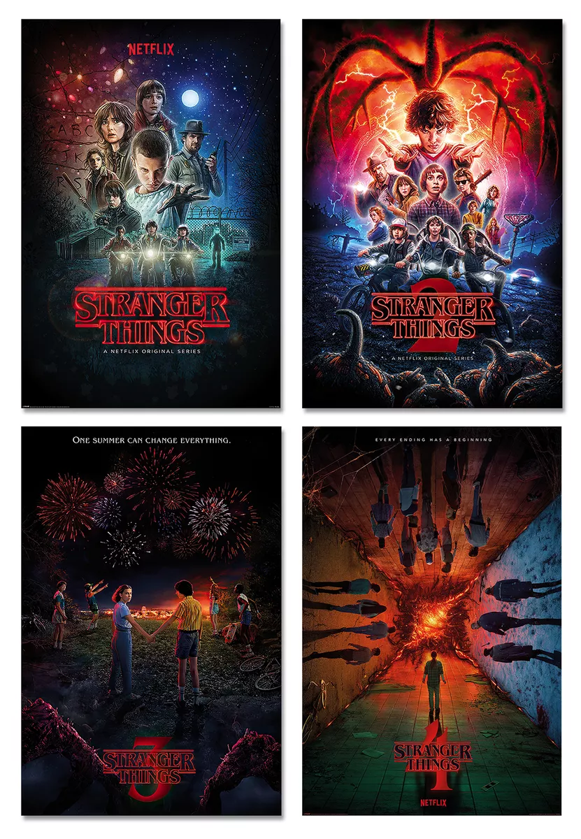 STRANGER THINGS - SEASONS 1, 2, 3 & 4 - TV SHOW POSTER SET