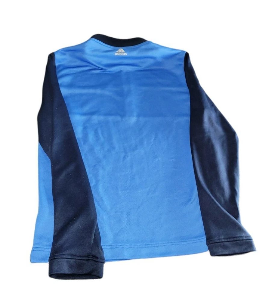 Boy's Adidas Blue  1/4 Zip Pullover Track Athletic Shirt Sz M - Image 2 of 4