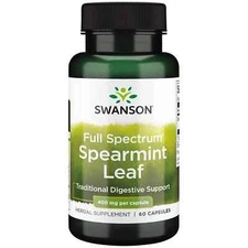 Swanson Spearmint Leaf Mentha Spicata Full Spectrum Herbal 400 mg 60 caps 01/26