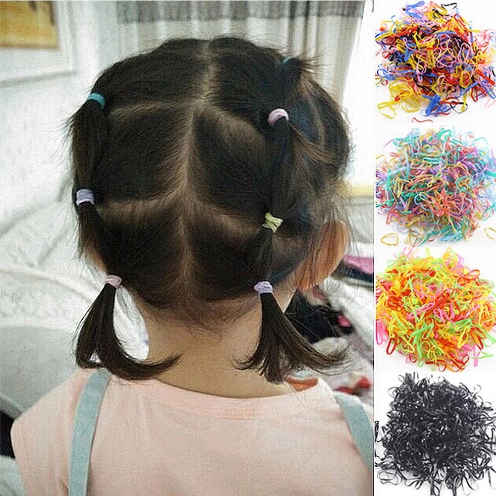 1000 Pcs Baby Girl Kid Tiny Small Rubber Elastics Bands Hair Ties Bright  Colors