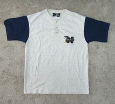 Vintage Disney Originals Mens Gray Mickey Mouse Short Sleeve Henley Size L / XL