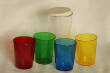 FAG Kugelfischer Trinkbecher-Set, 4-farbig, 7,5 cm, Becher für Reise, Camping