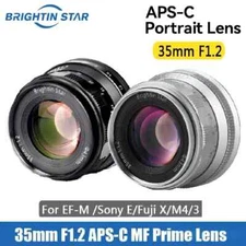 Brightin Star 35mm F1.2 APS-C Lens for Sony E,Fuji X Canon EOS,M4/3 Mount Camera