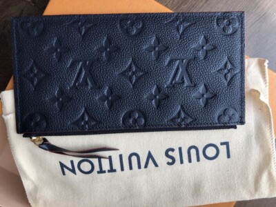 New Louis Vuitton Navy Felicie Leather Zipped Card Holder Insert