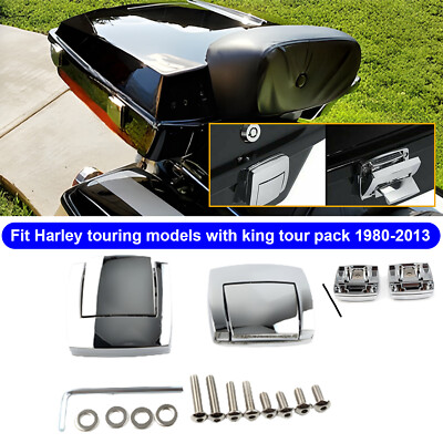 Chrome Tour Pack Pak Trunk Latches For Harley Road King Glide FLHP FLHR FLHPE