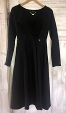 Mantel Elisabetta Franchi Luxus Lana Wolle Lang Schwarz  Gr. It.40