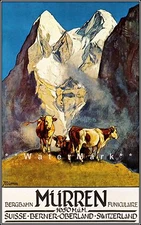 Switzerland Murren 1925 Schweiz Berner Oberland Vintage Poster Print Travel Art