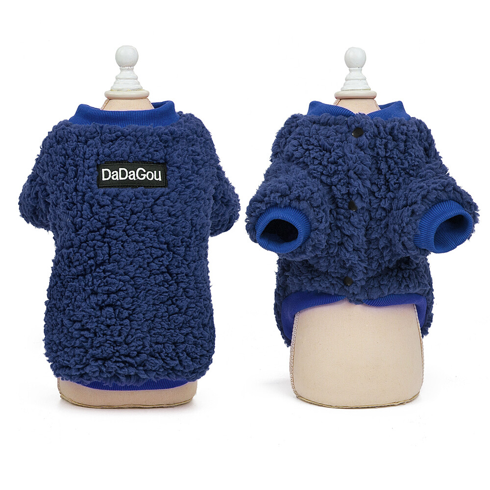 Fleece-Hundepullover, Größe M, Blau Kariert – Doppelseitig Wärmend, Step-In-Design Mit Leinenring, Für Kleine Hunde