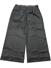 Armani Collezioni Womens Black Antinea SRL Textured Wide Leg Trouser Pants Sz 46