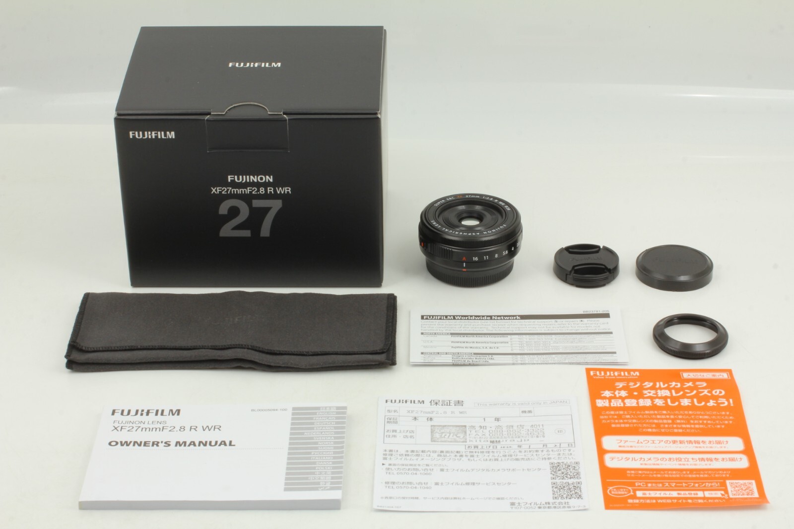 【TOP MINT in Box】 Fujifilm Fuji XF 27mm 2.8 R WR Lens w/ Case , Hood