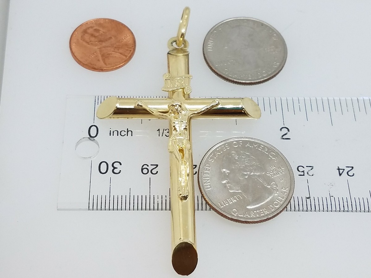 Jesus Kruzifix Anhänger INRI Aus 10K Gelbgold – Feines Kreuz-Pendant Für Halskette Gold Kreuz 750 Massiv