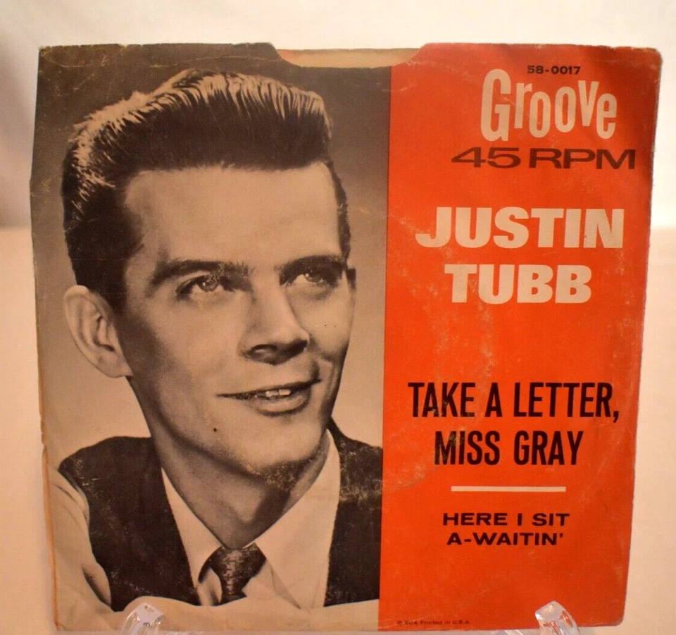 Justin Tubb - Her I Sit A Waitin' / Take A Letter Miss Gray 45 rpm + Picture Sl. - Image 2 of 4