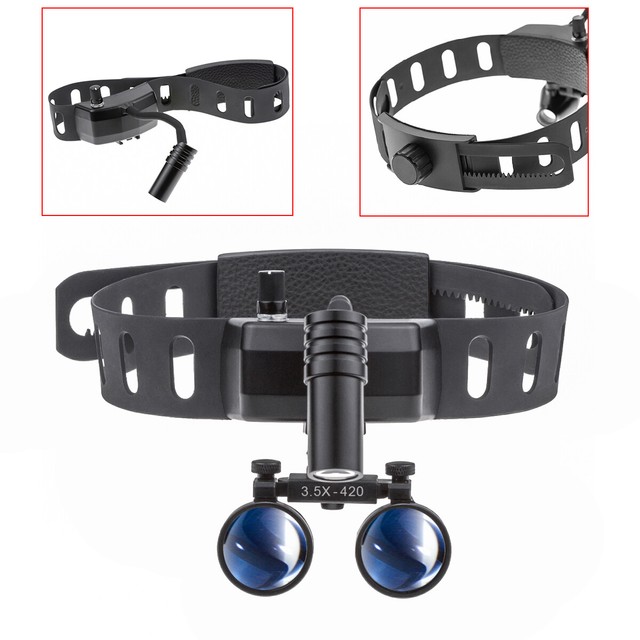 圖片 21 - Dental 5W LED Binocular Headlight Leather Headband+3.5X-420mm Magnifying Loupe