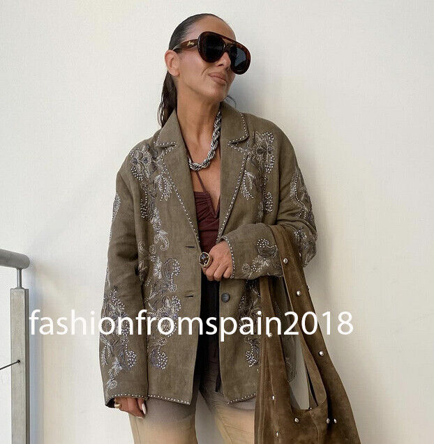ZARA NEW WOMAN CONTRAST EMBROIDERY JACKET ZW COLL. BLAZER
